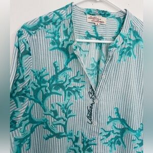 Antica Sartoria Teal Embroidered Dress